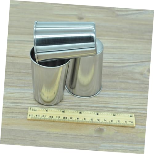 2pcs Stainless Steel Bathroom Tumbler Set 180ml Waterproof Toothbrush Cup Silver for Home and Travel Use - size: 6X6cm