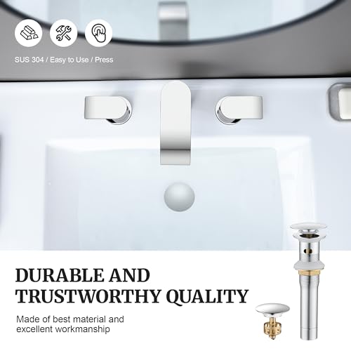 Pop up Sink Drain Stopper with Overflow Chrome for Bathroom Vessel Vanity Sink Art Basin, Big Cap Sink Drain with Overflow, Metal Pop-up Drain Strainer with Detachable Basket Stopper - color: Chrome, style: with overflow