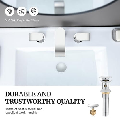 Pop up Sink Drain Stopper with Overflow Chrome for Bathroom Vessel Vanity Sink Art Basin, Big Cap Sink Drain with Overflow, Metal Pop-up Drain Strainer with Detachable Basket Stopper - color: Chrome, style: with overflow