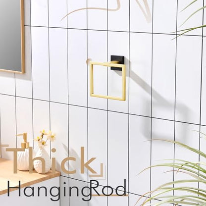 KOKOSIRI Towel Ring Holder Bathroom Lavatory Hand Towel Rack Wall Mounted Bathroom Hardware T-304 Stainless Steel Matte Black and Gold, B3004GDK - color: Black Gold, size: 1 Pack