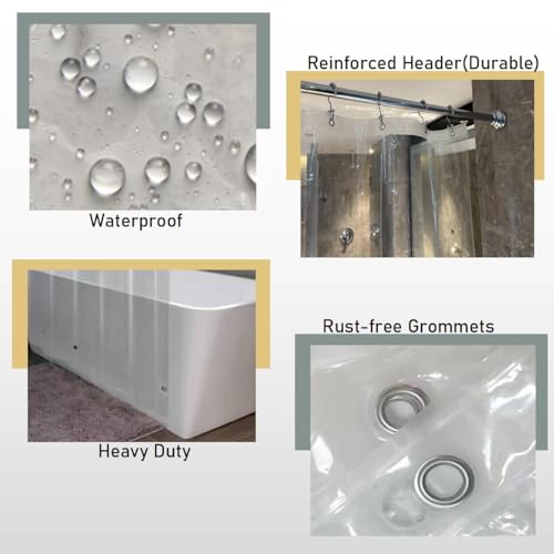 84 Inch Shower Curtain Liner with Side Magnetic Clips, 72x84 | Close to wall, Splash Guard, 3 Bottom Magnets, 8G Thick PEVA 72 x 84 Extra Long Clear Shower Liner for Bathroom - color: 8g.heavy-clear, size: 72"W x 84"L (Pack of 1)