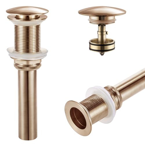 KOKOSIRI Pop Up Sink Drain with Strainer Basket, Bathroom Sink Drain with Detachable Hair Catcher Anti Clogging for Vanity Vessel Sink Without Overflow, Champagne Bronze C1002CPG - color: Champagne Bronze