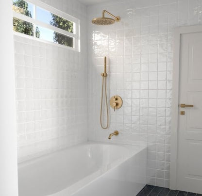 Lava Odoro Modern 3-Setting Bathtub and Shower Faucet, Gold Rainfall Tub Shower Faucet Set Shower Head and Handle Set, Tub Shower Valve Trim Kit, 10 Inch, Champagne Gold, SF104-CB-T - color: Champagne Gold, style: With Tub Spout