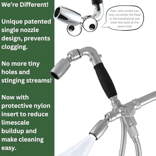 High Sierra® Lead-Free Metal 3-way Combination Shower Kit. Built in Diverter Valve Effortlessly Diverts Flow from the Fixed Shower Head to the Handheld and back - Ultra Low Flow 1.25 GPM - Chrome - color: Chrome, size: 1.25 GPM