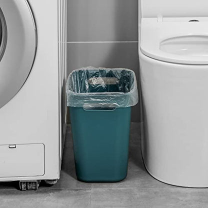 UUJOLY Plastic Small Trash Can Wastebasket, Garbage Container Basket for Bathrooms, Laundry Room, Kitchens, Offices, Kids Rooms, Dorms, 3.5 Gallon, Blue Green | Compact Sturdy Garbage Can for Bathroom, Laundry Room, Kitchen, Office, Kids Room, Dorm, Durab
