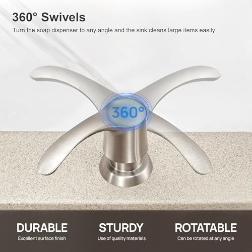 Kitchen Sink Soap Dispenser with 17 Ounce Large Bottle (Brushed Nickel), Built in Sink Soap Dispenser Sink Mounted Soap Dispenser Refill from Top, G080BN | Brushed Nickel, Built in Sink Soap Dispenser Sink Mounted Soap Dispenser, Refill from Top - color: