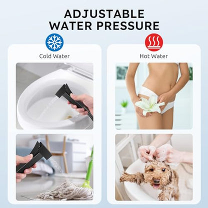 Arofa Built-in Hot and Cold Bidet Sprayer, Hands-Free Control, Matte Black | Wall-Mounted Design, Dual Control Modes, Leak-Free Hose, Feminine/Baby/Pet Wash, Cloth Clean & Rinse, Stainless Steel, Square - color: Black, size: Built-in Hot & Cold Water Mode