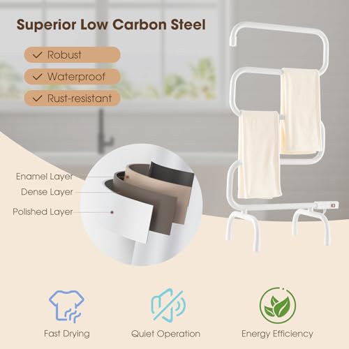 ARLIME Towel Warmer and Drying Rack, Electric Heated Washcloth Warmer, Wall Mount & Free Standing Towel Heater for Bathroom, 100W