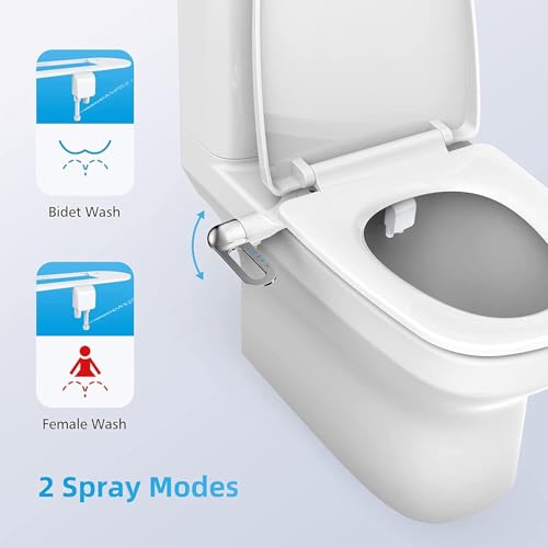 Non Electric Bidet Toilet Seat Attachment with Dual Nozzle, Adjustable Toilet Bidet Attachment for Sanitary and Feminine Wash, Bidet Attachment for Toilet