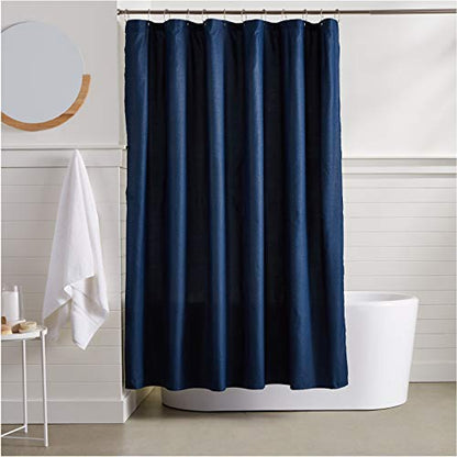Amazon Basics Waffle Weave Bathroom Shower Curtain, 100% Polyester, 72" x 72", Navy Blue - color: Navy Blue, size: 72"W x 72"L (Pack of 1), style: Waffle Texture