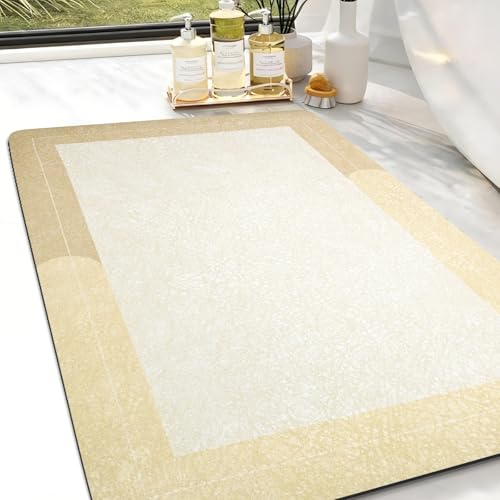 Diatomaceous Earth Bath Mat Non Slip Absorbent Quick Dry, Beige,19.6"x31.5" - color: Beige, size: 19.6"x31.5"