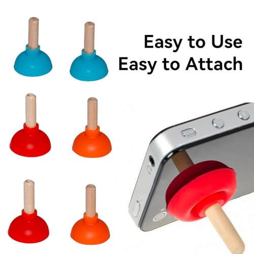 6PCS Tiny Toilet Plunger Shape Phone Holder,Mini Colorful Plunger Holder, Sucker Stand for Supporting Cellphone, Moblie Phone, PSP