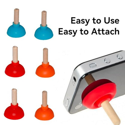 6PCS Tiny Toilet Plunger Shape Phone Holder,Mini Colorful Plunger Holder, Sucker Stand for Supporting Cellphone, Moblie Phone, PSP