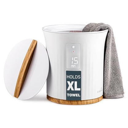 Live Fine Towel Warmer | Bucket Style Luxury Heater with LED Display, Adjustable Timer, Auto Shut-Off | Fits 40” x 70” Oversized Towel - color: White