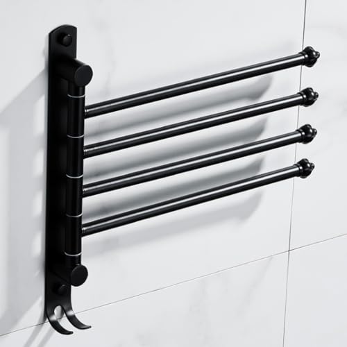 ZHOUXIAO Stainless Steel Swing Out Towel Bar Holder Wall Mount/Black Finish Swivel Towel Rack for Bathroom or Kitchen, Metal Towel Bar Folding Arm Swivel Hanger Bathroom Stor 2Bars