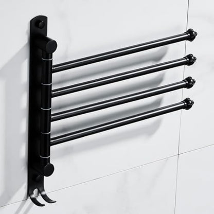 ZHOUXIAO Stainless Steel Swing Out Towel Bar Holder Wall Mount/Black Finish Swivel Towel Rack for Bathroom or Kitchen, Metal Towel Bar Folding Arm Swivel Hanger Bathroom Stor 2Bars