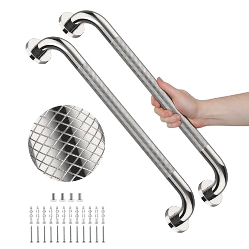 32 Inch Polished Chrome Shower Grab Bar with Anti-Slip Knurled Grip | YuanDe Stainless Steel Bathroom Grab Bars,Shower Handrail Support, Handicap Elderly Balance Assist Handles-2Packs - color: Chrome, size: 32inch-2Pack