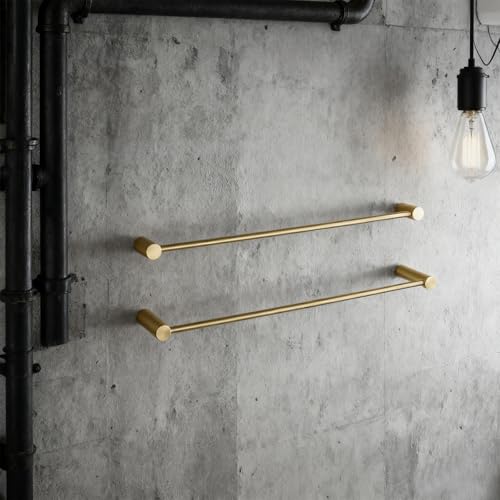 Towel Racks for Bathroom, NEWRAIN 30 inch Double Bath Towel Bar Wall Mounted, Stainless Steel Kitchen Towel Holder, Brushed Gold Towel Rod Towel Rail Hange - color: Brushed Gold, style: Double Bar