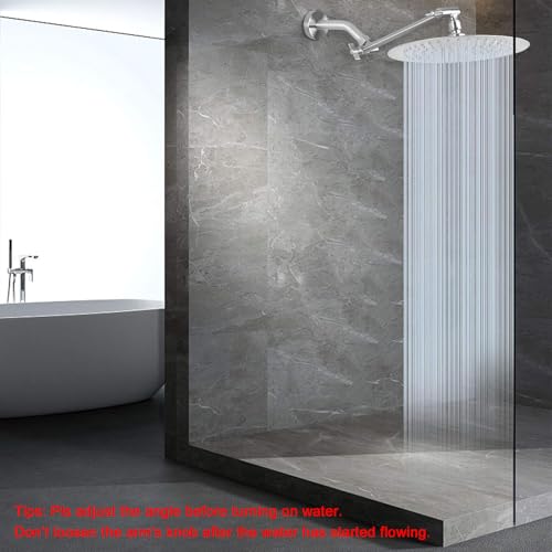 NearMoon Rain Shower Head with 11'' Adjustable Arm, High Pressure Stainless Steel Rainfall Shower, Ultra-Thin Design - Pressure Boosting (10 Inch, Nickel) - color: Nickel, size: 10 Inch