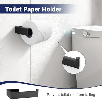Lairuier Matte Black Bathroom Accessories, 23.6 inches Towel Bar Set | Including Towel Bar, Towel Holder, Toilet Paper Holder, Towel Hook, SUS304 Stainless Steel Bathroom Towel Holder Hardware Set - color: Matte Black, size: Set A