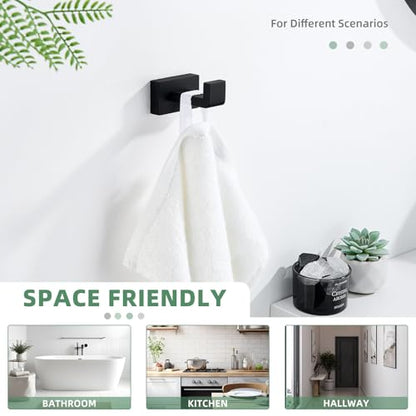 Suyar Matte Black Towel Hook, Coat Robe Holder for Bathroom Wall | SUS304 Stainless Steel, Screw Mount - color: Matte Black