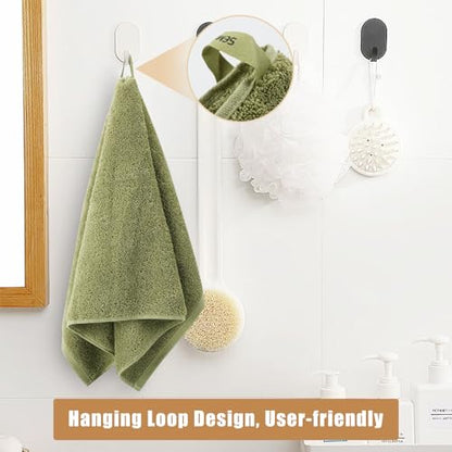 18-Piece Cotton Bath Towel Set with Hanging Loops for Bathroom, Green | Stock-up towel set for family bathrooms, guest baths, multi-bath homes, and wash-day rotation, OEKO-TEX certified, easy care - color: A05: Green