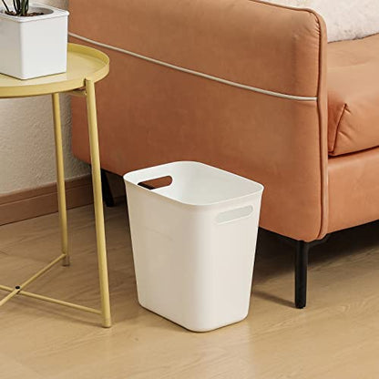 UUJOLY Plastic Small Trash Can Wastebasket, Garbage Container Basket for Bathrooms, Laundry Room, Kitchens, Offices, Kids Rooms, Dorms, 3.5 Gallon, White | Compact Sturdy Garbage Can for Bathroom, Laundry Room, Kitchen, Office, Kids Room, Dorm, Durable, E