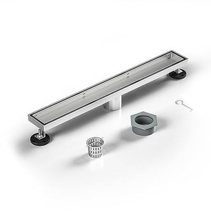 Linear Shower Drain, 304 Stainless Steel Floor Drain 18" | with Tiled Insert Grate & Hair Strainer, Bathroom 2-in-1 Tiled in Drain, CUPC Certified - color: Brushed, size: 18''