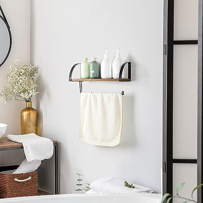 BTY Paper Towel Holder Wall Mount Farmhouse Wood Paper Towel Holder with Shelf Hanging Paper Towel Roll Rack Under Cabinet Spice Rack for Kitchen Bathroom Organizer Rustic Brown - color: Rustic Brown