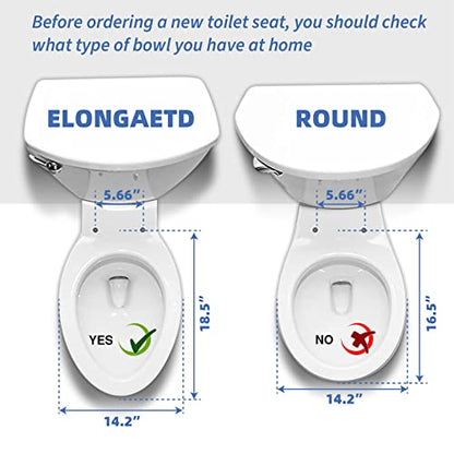 Commercial Heavy Duty Open Front Toilet Seat Without Cover, Thickened Material, Never Loosen, ELONGATED, White (18.5”), 1-Pack - size: Elongated-1-Pack
