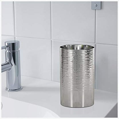 nu steel Metropolitan Metal Cup for Bathroom Vanity Countertops for Rinsing,Drinking, Storing Dental Accessories and Organizing Makeup Brushes,Eye Liners-Shiny/Hammered