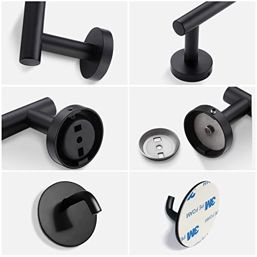 8 Pieces Bathroom Towel Rack Set, Includes 2PCS 23.6 inch Towel bar, 2PCS Towel Hook, 2 PCS Towel Ring, 2PCS Toilet Paper Holder-Matte Black Bathroom Accessories Sets - color: Matte Black, size: 8pcs-24inch