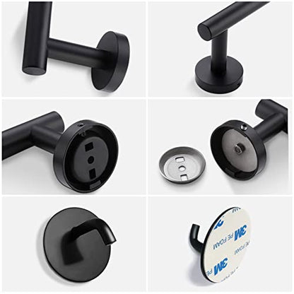 8 Pieces Bathroom Towel Rack Set, Includes 2PCS 23.6 inch Towel bar, 2PCS Towel Hook, 2 PCS Towel Ring, 2PCS Toilet Paper Holder-Matte Black Bathroom Accessories Sets - color: Matte Black, size: 8pcs-24inch
