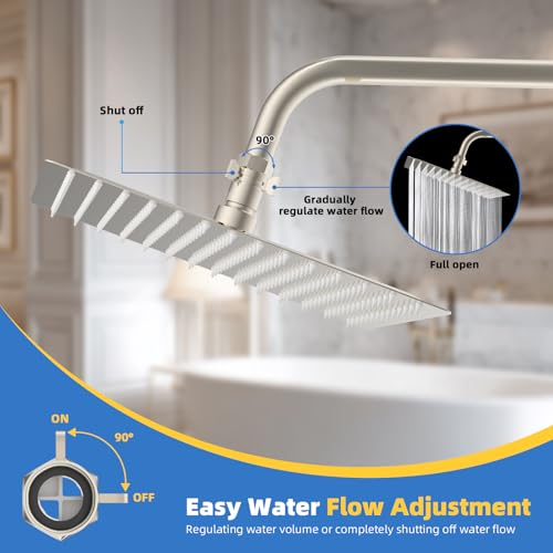 Hibbent All Metal 1 Pack Shower Head Flow Control Valve, G1/2 Brass Shut-off Valve with Metal Handle Lever, Shut OFF Water Flow Control Regulator for Handheld Shower, or Bidet Sprayer, Brushed Nickel - color: Brushed Nickel