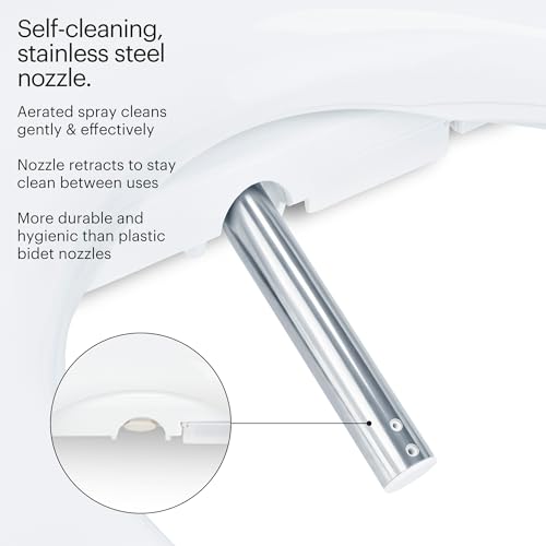 Brondell SE400-EW Swash SE400 Electric Bidet Toilet Seat With Heated Seat, Oscillating Stainless Steel Nozzle, Warm Air Dryer, Night Light, Gentle Close Lid, White Side Arm Control, Elongated - style: Elongated