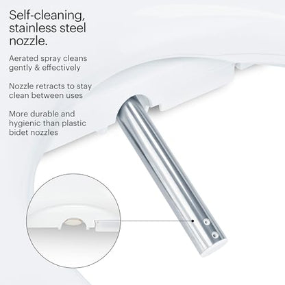 Brondell SE400-RW Swash SE400 Electric Bidet Toilet Seat With Heated Seat, Oscillating Stainless Steel Nozzle, Warm Air Dryer, Night Light, Gentle Close Lid, White Side Arm Control, Round - style: Round