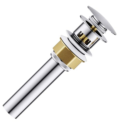 Bathroom Sink Drain with Strainer Basket and Pop-Up Drain Stopper Set (Chrome, with Overflow) - color: Chrome, size: with Overflow