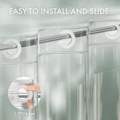 AmazerBath No Hook Shower Curtain and Liner 3-in-1, 100% EVA Luxury Soft Heavy Duty Clear Shower Liner, 72x75 Hookless Shower Curtain with 3 Heavyweight Stones - color: Rainbow Ethereal