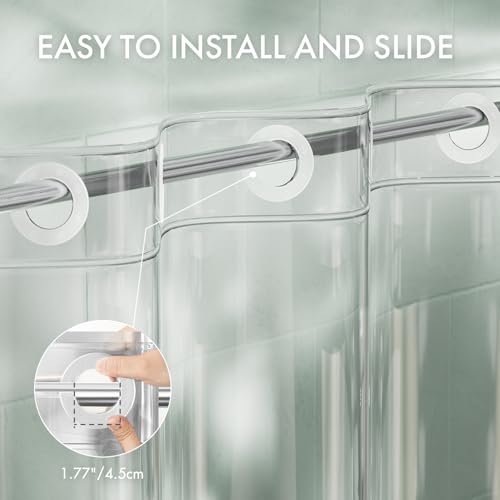 AmazerBath No Hook Shower Curtain and Liner 3-in-1, 100% EVA Luxury Soft Heavy Duty Clear Shower Liner, 72x75 Hookless Shower Curtain with 3 Heavyweight Stones - color: Rainbow Ethereal, size: 72"W x 75"L (Pack of 1)