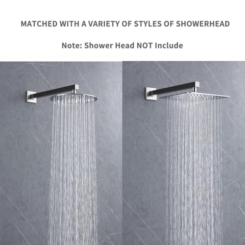 Shower Arm Extender Shower Head Extension Arm With Flange【SUS304 Stainless Steel】Rain Shower Head Extension Replacement 16 Inches Wall Mount Square Brushed Nickel, SA1-BN - color: Brushed Nickel