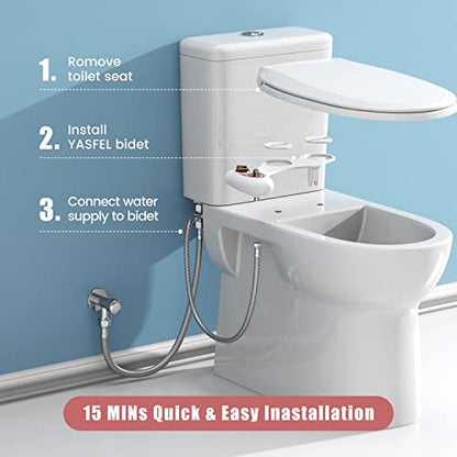 YASFEL Bidet Attachment for Toilet - Self-Cleaning Bidet with Pressure Controls, Non-Electric Cold with Dual Nozzles for Frontal/Rear Wash (Rose Gold) - color: Rose Gold