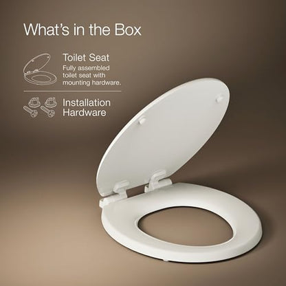 " KOHLER 20455-96 Ridgewood Round Soft Close Toilet Seat, Quiet-Close, Wood Toilet Seat, Home Essentials, Biscuit" - color: Biscuit