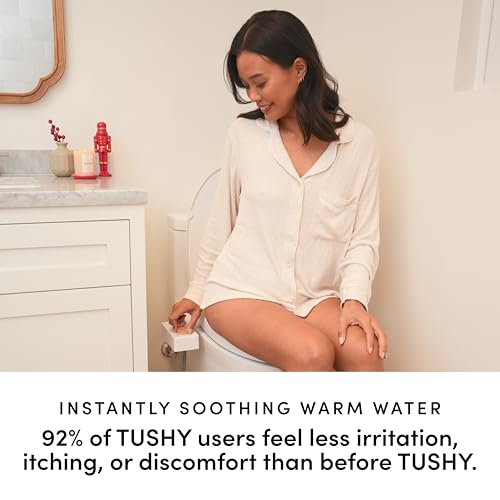 TUSHY Spa 3.0 Cool to Warm Water Bidet Attachment, Biscuit/Brushed Nickel | Universal Fit, Easy Install, Self-Cleaning, Adjustable Pressure and Angle Control, Sink Access Required Within 6 Feet - color: Biscuit/Brushed Nickel, style: Warm Water Optional
