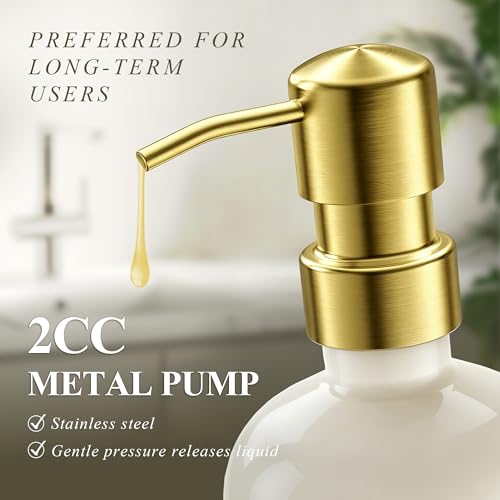 Cisily Kitchen Soap Dispenser Set Comes with Ceramics Sponge Holder, Gold Pumps, and Instant Dry Tray, Hand and Dish Soap Dispenser Set (4, Gold + Off White + Sponge Holder) - color: Gold + Off White + Sponge Holder