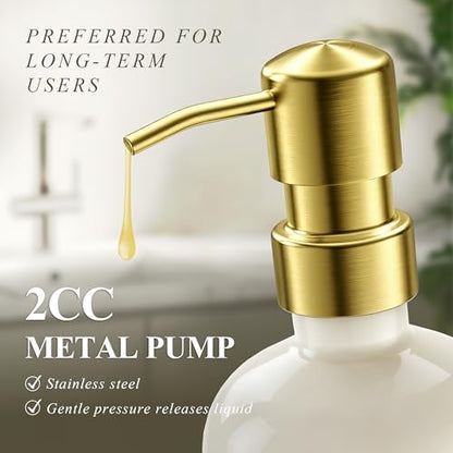 Cisily Kitchen Soap Dispenser Set Comes with Ceramics Sponge Holder, Gold Pumps, and Instant Dry Tray, Hand and Dish Soap Dispenser Set (4, Gold + Off White + Sponge Holder) - color: Gold + Off White + Sponge Holder