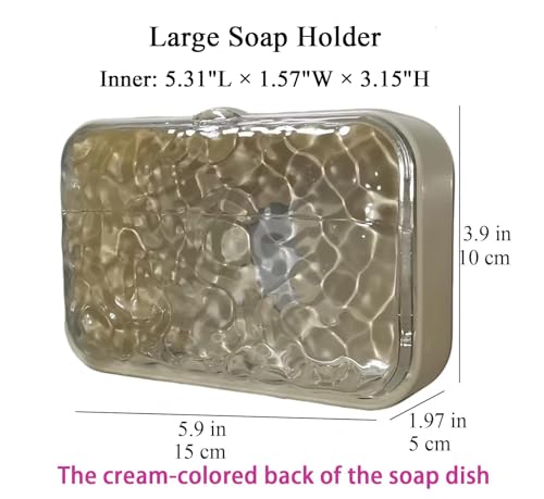 Large Waterproof Soap Dish with Lid, Self Draining Soap Holder Fit Dr Squatch Soap, Wall Mounted Bathroom Shower RV Container with Adhesive (Transparent) - color: Transparent