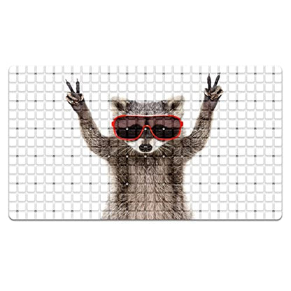 FCZ Bath Tub Mat Non Slip Shower Mat Animal Raccoon Funny 26.8x15 inches Rectangular PVC Mat with Suction Cups Drain Holes Machine Washable - color: Animal Raccoon Funny