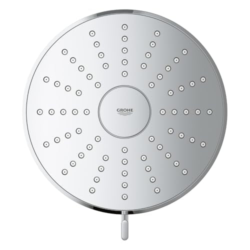 GROHE Aquabooster Tempesta 140 High Pressure Shower Head, Multi-Spray – 1.75 GPM Round Fixed Wall Mount, StarLight Chrome 1117460000 - color: StarLight Chrome