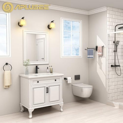 Matte Black 2-piece Bathroom Hardware Set, Solid Stainless Steel | Rust-resistant Bathroom Accessories Set for Bathroom Restroom Sink, Swivel Towel Ring, Toilet Paper Holder, Wall Mounted - color: Matte Black Round Shape