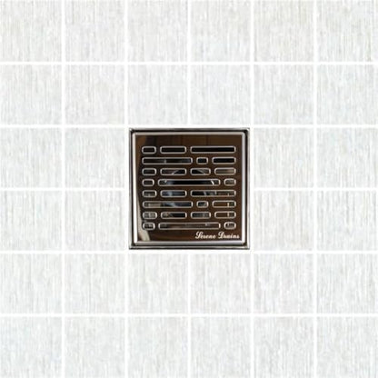 304 Stainless Steel 4 Inch Square Polished Chrome Shower Drain Kit with Base Broken Lane for Tile Floor Drain Grate Cover Hair Catcher Trap (Polished Stainless Steel, PVC Plastic) - color: Polished Stainless Steel